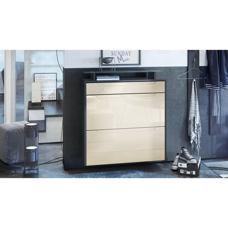 Afjol 16 Pair Shoe Storage Cabinet, Cream