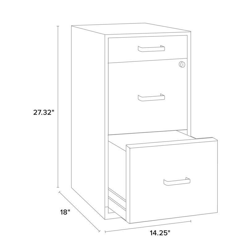 Maegan 3 Drawer Letter Width Vertical Home and Small Office Premiere File Cabinet with Pencil Drawer, Arctic Silver