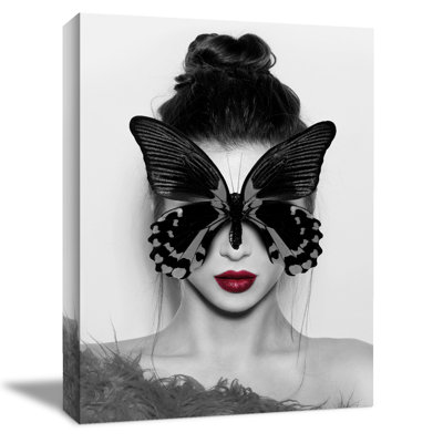 Frederikson, dame avec papillon sur toile