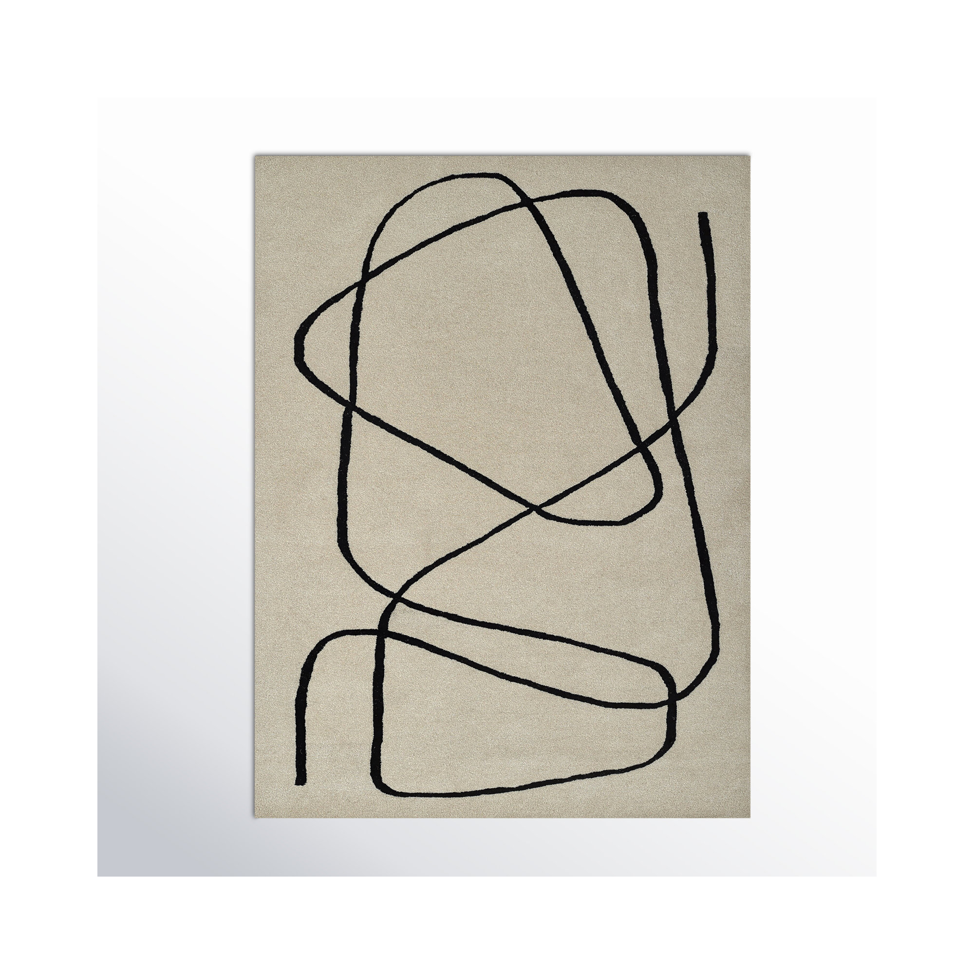 Whistler Hand Tufted Wool Ivory/Black Rug, Rectangle 3'6" x 5'6"