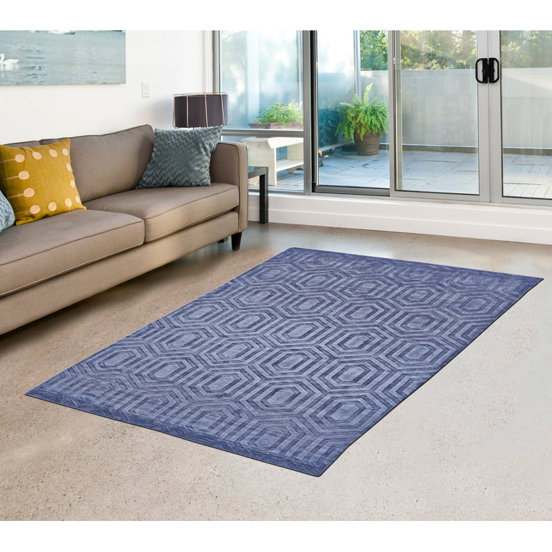 Tapis touffeté à la main à motif géométrique Brij, Rectangle 7 pi 9 po x 9 pi 9 po