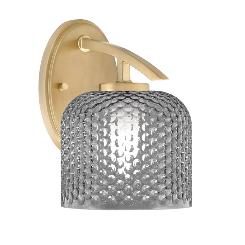 Kurve Downlight Wall Sconce Shown In Graphite Finish With 6" Textured Glass, Black