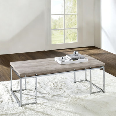 Modern‑Style Rectangular Coffee Table with Metal Base