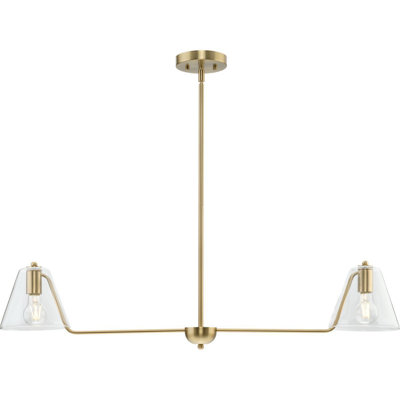 Avec 40 in. 2-Light Brushed Gold Contemporary Linear Pendant