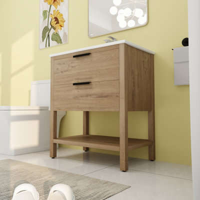 Aubagne 30.06'' Single Bathroom Vanity with Ceramic Top