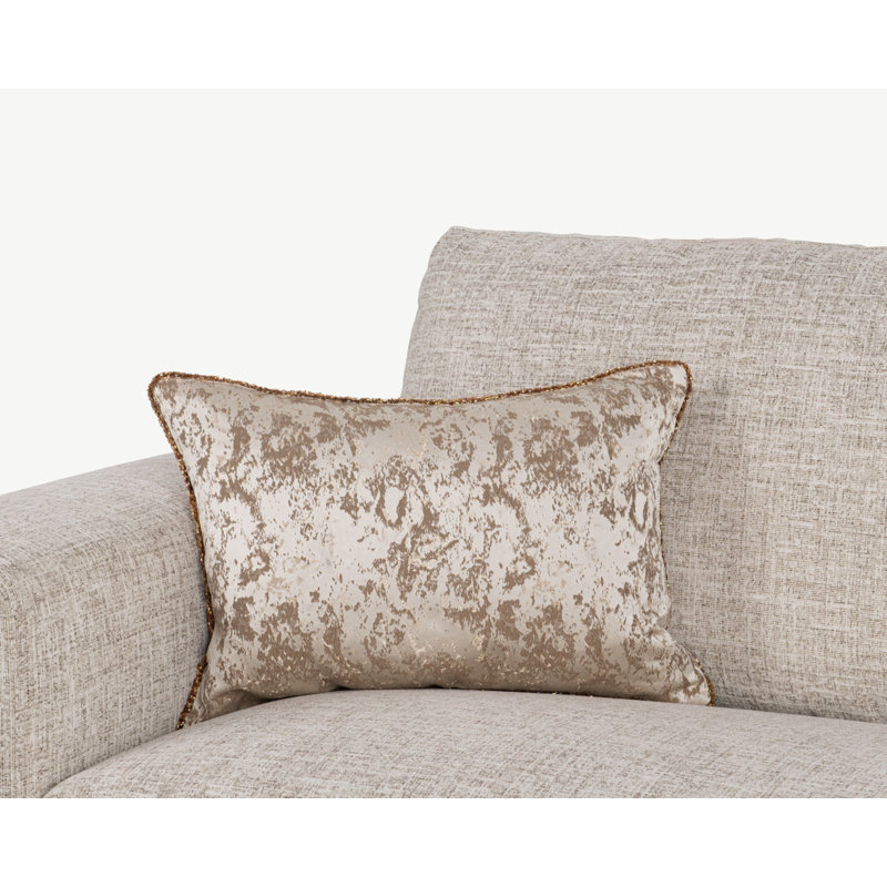 Mica Brocade Woven Throw Pillow, Brown/Gold/Cream, Duck Down/Feather