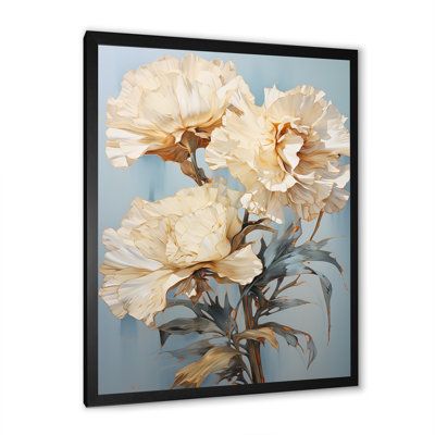 " Beige Carnations On Blue "