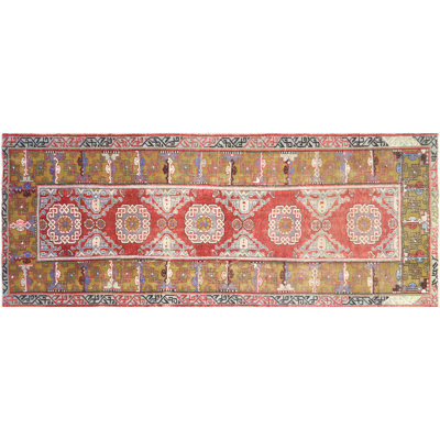 Gallery Size One-of-a-Kind 4'6" X 11'4" 1960s Runner Wool Area Rug in