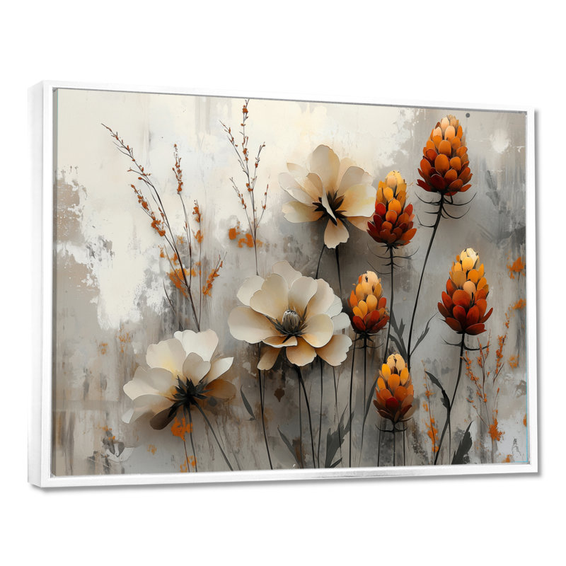 «The Winter Wild Thistle Bloom II», impressions sur toile Thistle, H 12 po x l 20 po, Reproduction avec cadre flottant, Blanc