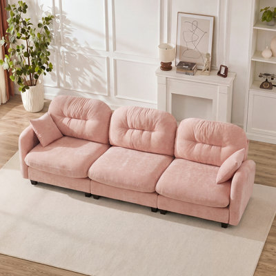 Canapé d'angle modulaire moderne 3 places, tissu doux, mousse haute densité, design capitonné et plissé, accoudoirs élégants, idéal pour salon, bureau ou appartement.