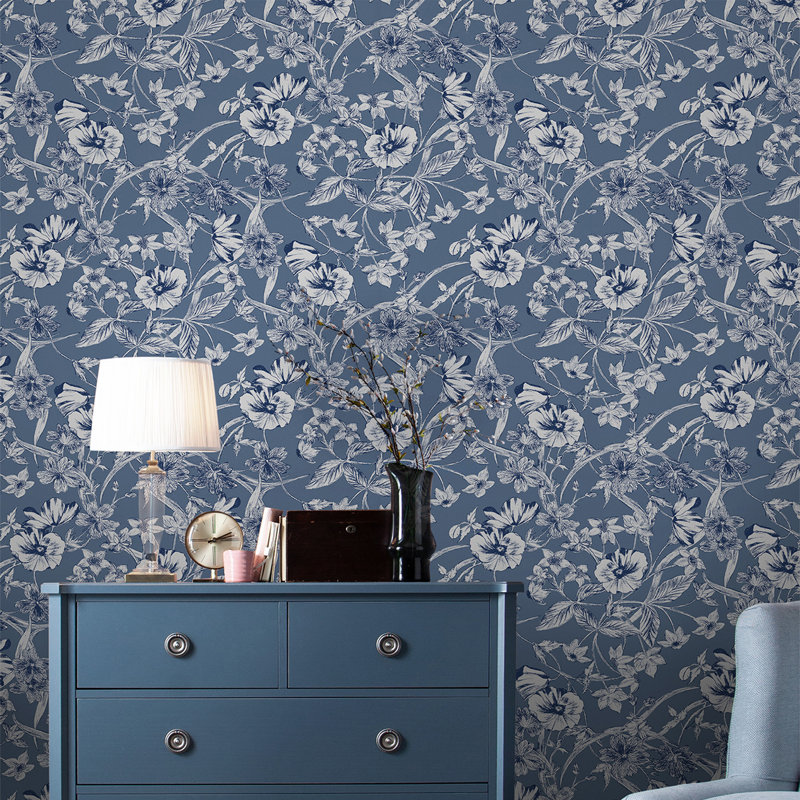 Laura Ashley Summerhill Midnight Blue Wallpaper