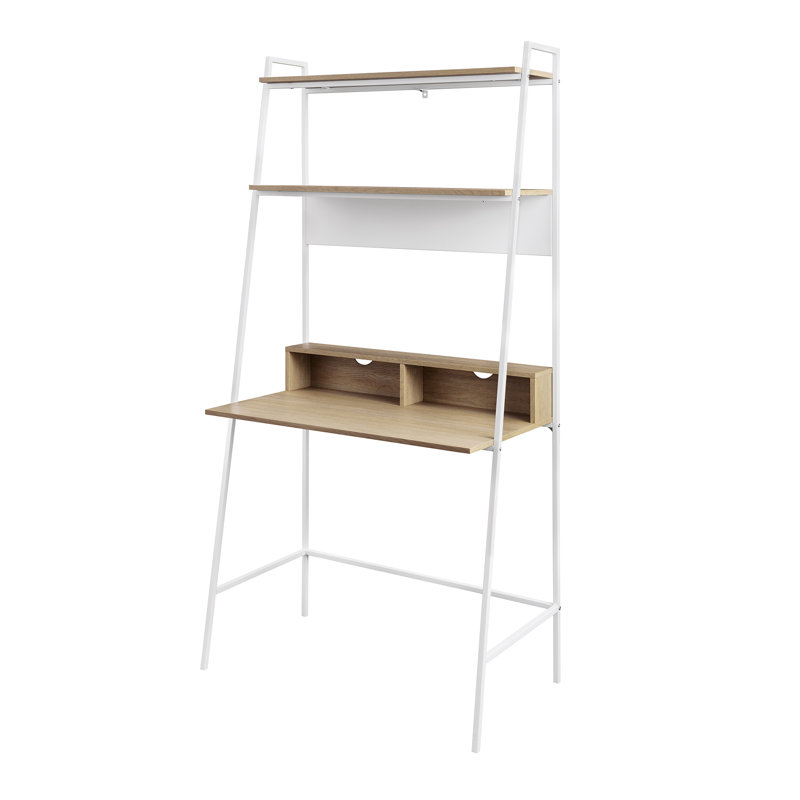Little Italy Ladder Desk, White/Coastal Oak