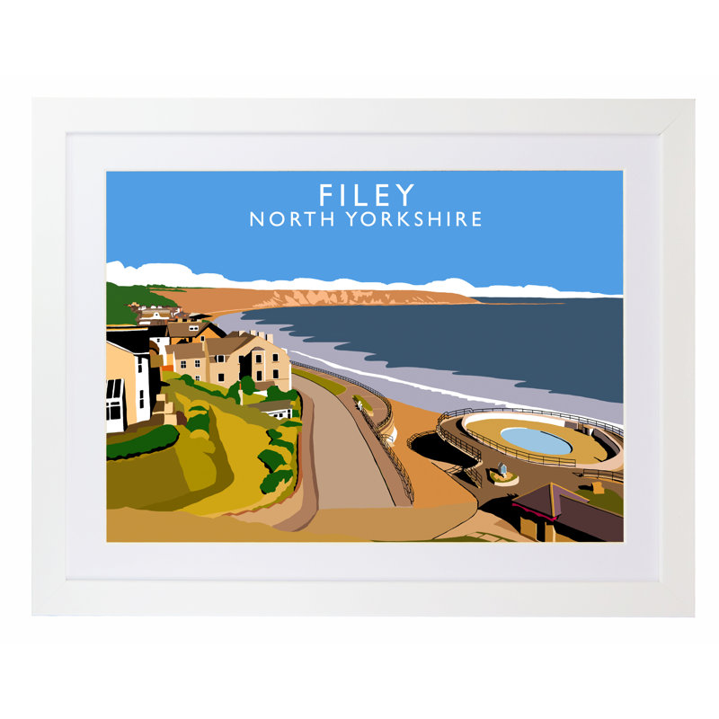 Filey by Richard O'Neil - Print, White Wood Frame, 44 cm H x 54 cm W x 2.2 cm D