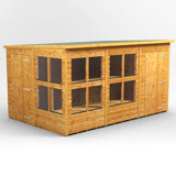 Powersheds 12 x 8ft Timber Tongue & Groove Pent Potting Shed Combi (includes 4ft Side Store)