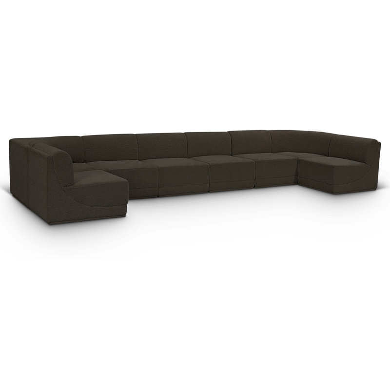 Canapé modulaire rembourré 8 pièces Ollie, Tissu brun bouclé