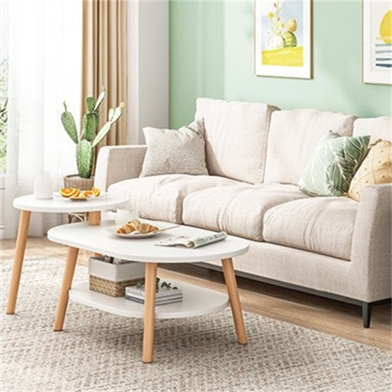 Table basse, Blanc / bois naturel