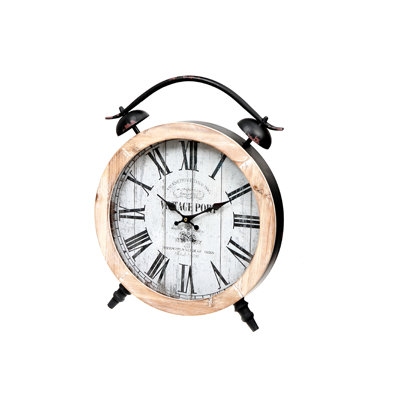 Roman Numeral Quartz Movement / Crystal Tabletop Clock with Alarm in Beige