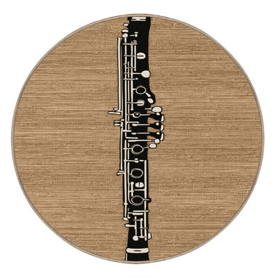 Washable Clarinet Music Area Rug