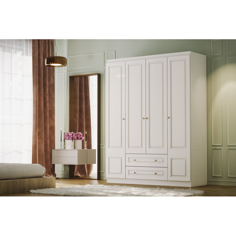 Berend 4 Door Manufactured Wood Wardrobe, 189cm H x 54cm W x 41.5cm D