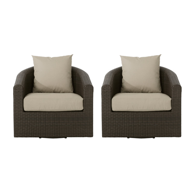 Chaise de patio pivotante avec coussins Dierdre, Kaki