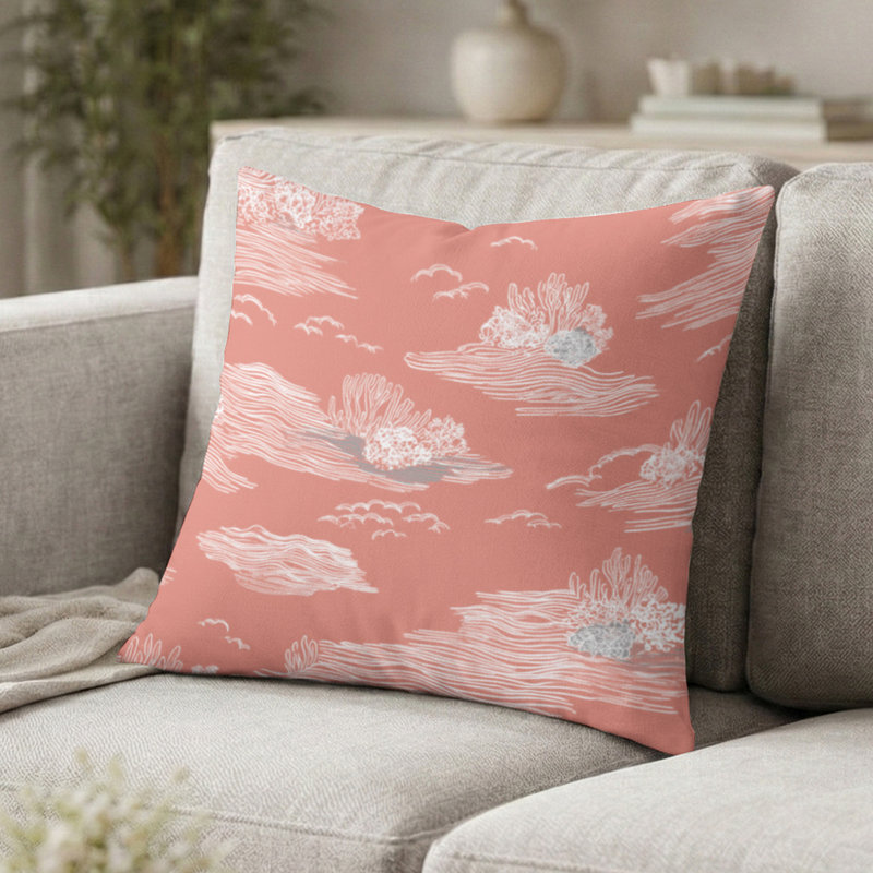 Coussin décoratif abstrait - Coussin de plage, 16"H x 16"W