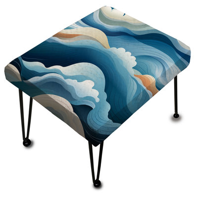 Bleu et blanc Zen Tranquility Waves - Repose-pieds rectangulaire bord de mer