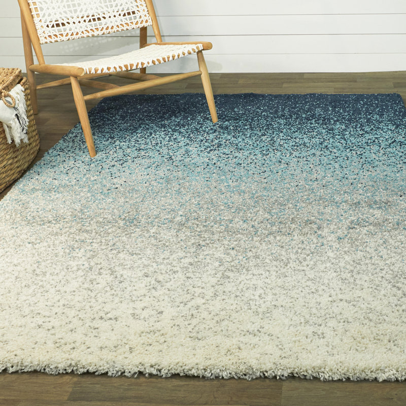 Tapis blanc / bleu Honea Ombre, Rectangle 5 pi 3 po x 7 pi