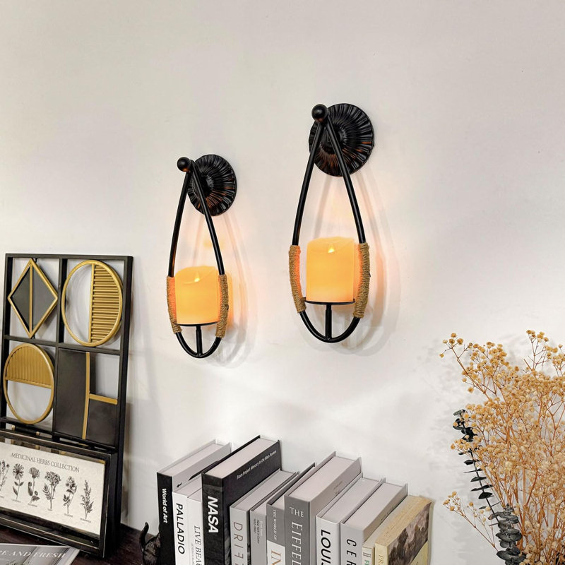 Black Wall Mounted Metal Candle Holder