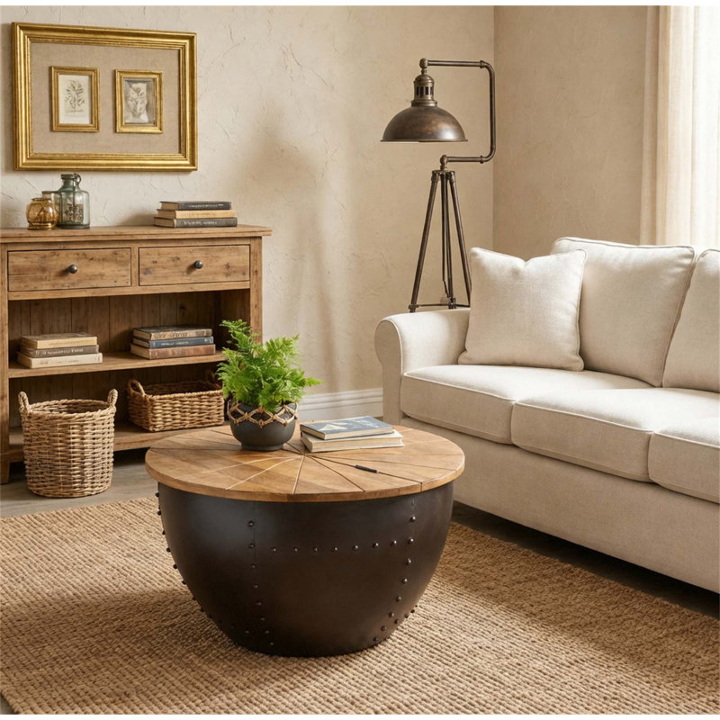 Table basse en bois et fer