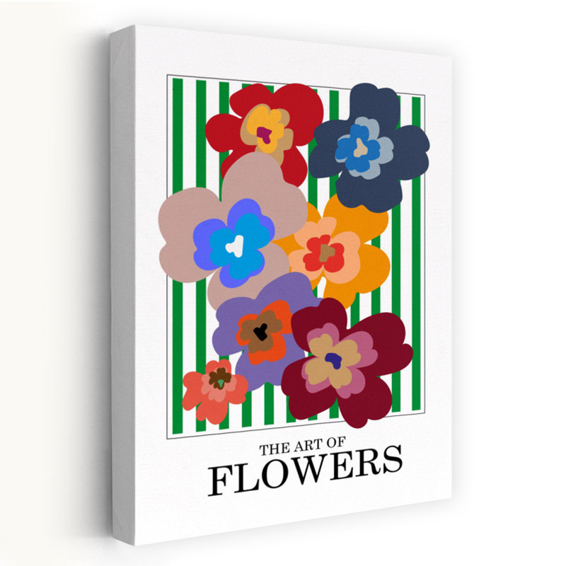 Art contemporain Art floral coloré contemporain, H 24 po x l 16 po