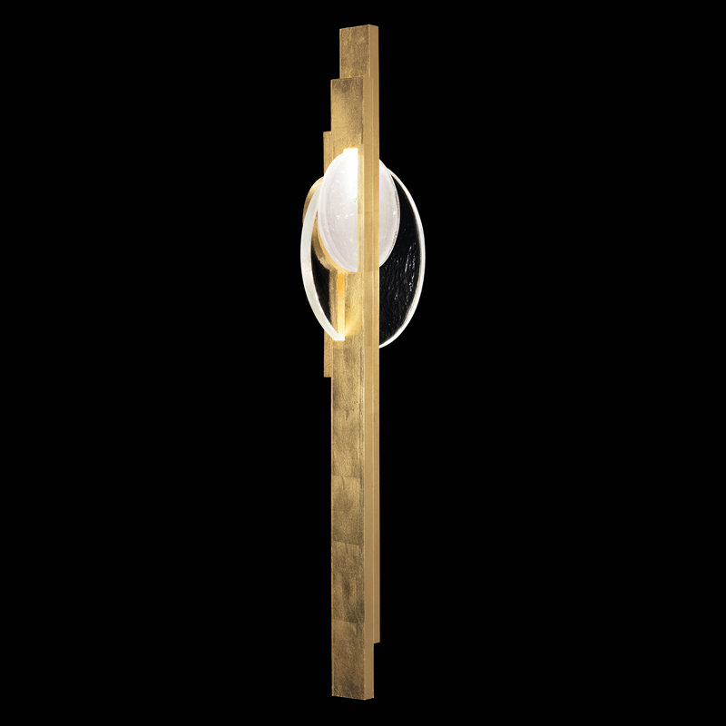 Selene Wrought Iron LED Flush Mounted Sconce, Gold, 44" H x 12.75" W x 3.5" D