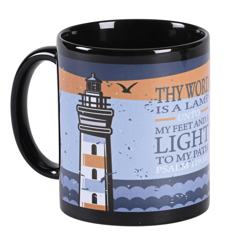 Black Mug Lighthouse Your Word Is A Lamp