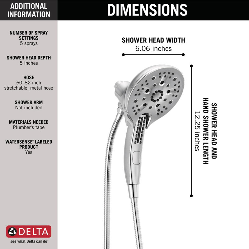 2.5 GPM Multi Function Dual Shower Head with H2OKinetic Technology, Chrome