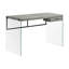 Bureaux, bureau d'ordinateur moderne de 48 po avec tiroir de rangement, verre trempé transparent | Gris | Panneau de particules-1543160342
