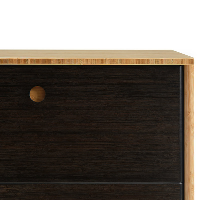 Commode moderne en bois massif Quinn, Naturel/noir