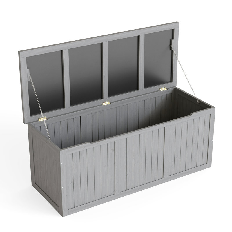 Outdoor Solid Wood 112 Gallon Deck Box For Storing Patio Furniture, Pool Accessories, And Garden Tools - Stylish Storage Design Areas With Seat Table Function Spacious Weather- Option