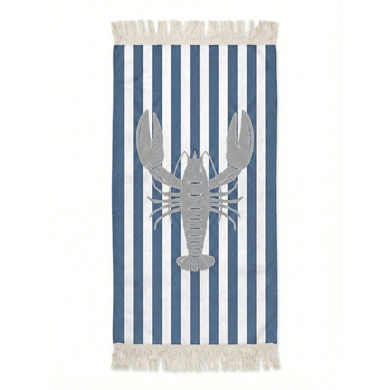 Serviette en coton bleu Lobster Point, Bleu