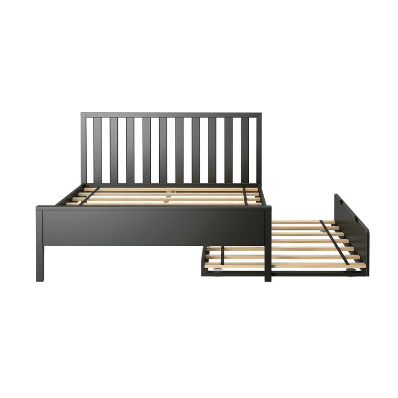 Brubaker Solid Wood Panel Bed, Double, Noir