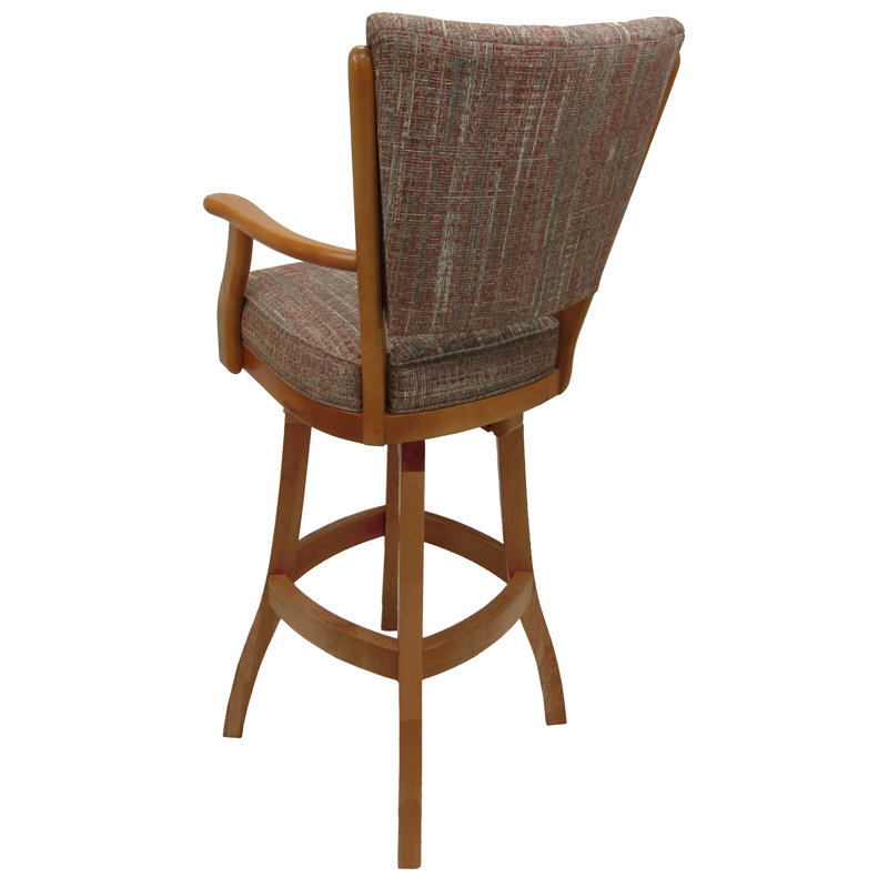 Tabouret en bois Callisnagh - vinyle beige - brun, Brun / Gris, Tabouret de bar (siège d'une hauteur de 30 po)
