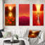 «Asian Lotus Pond Serenity Full Moon Reflections», 3 pièces sur toile-2046490920-2046490922