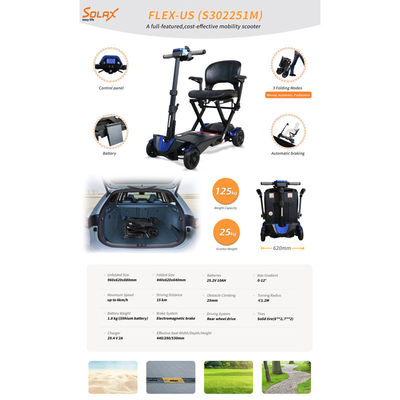 Scooter électrique à télécommande pliable avec suspension pour scooter électrique à 4 roues