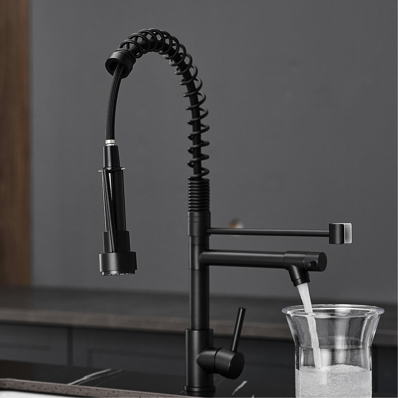 Black Pull Down Kitchen Faucet, Stainless Steel, 360 Rotation, Easy To Operate And Clean 360-Degree Scratches, Matte Black