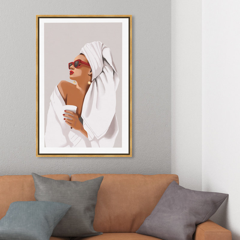 «Her Morning routine» - impression, Toile encadrée, H 36 po x l 24 po, Doré