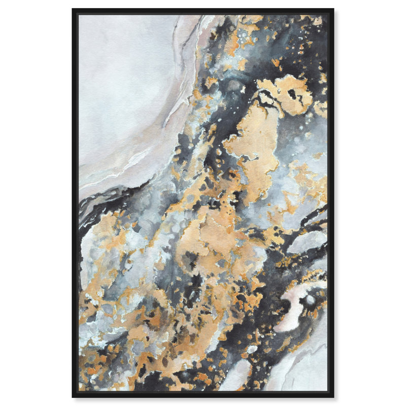 Creative Gold Boho Neutral Abstract Wall Art by Art Remedy, Black Framed, 16" H x 11" W