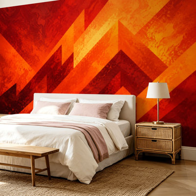 Peel and Stick Wallpaper Wall Mural Fire Flame Abstract Lava Triangle Rhombus Diamond Circle Wall Art Self Adhesive and Removable