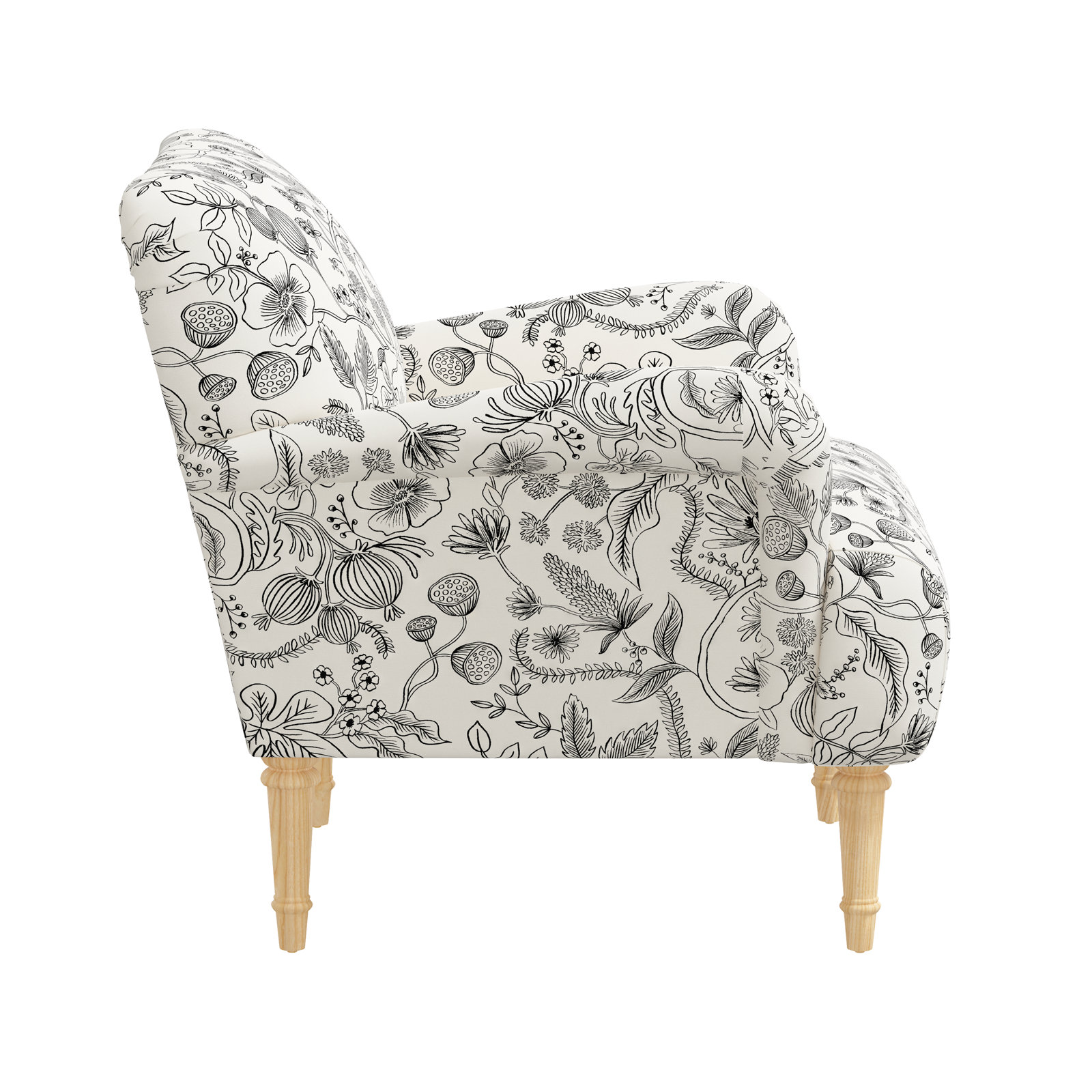 Rifle Paper Co. x Cloth & Company Bristol Chair, Black Aviary Linen Blend, Natural