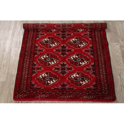 Tapis d'intérieur / extérieur rouge / bourgogne en laine noué à la main Natonia Balouch