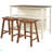 Solid Wood Rustic 3-Piece Stationary Kitchen Island Set With 2 Seatings, Rubber Wood Butcher Block Dining Table Set Prep Table Set With 2 Open Shelves For Small Places