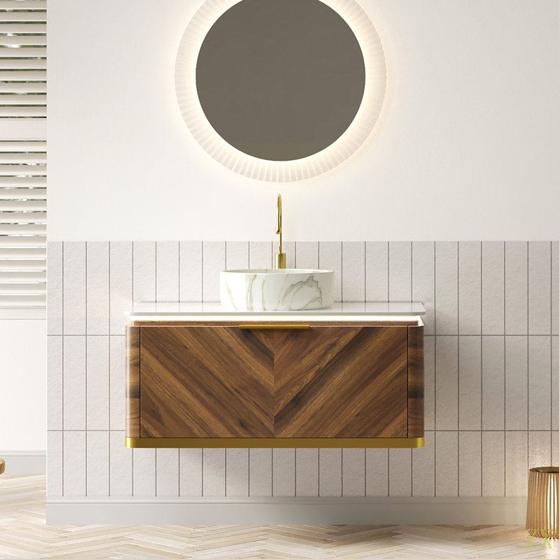 Meuble-lavabo et évier de salle de bain DIPA, Noyer foncé, 36"
