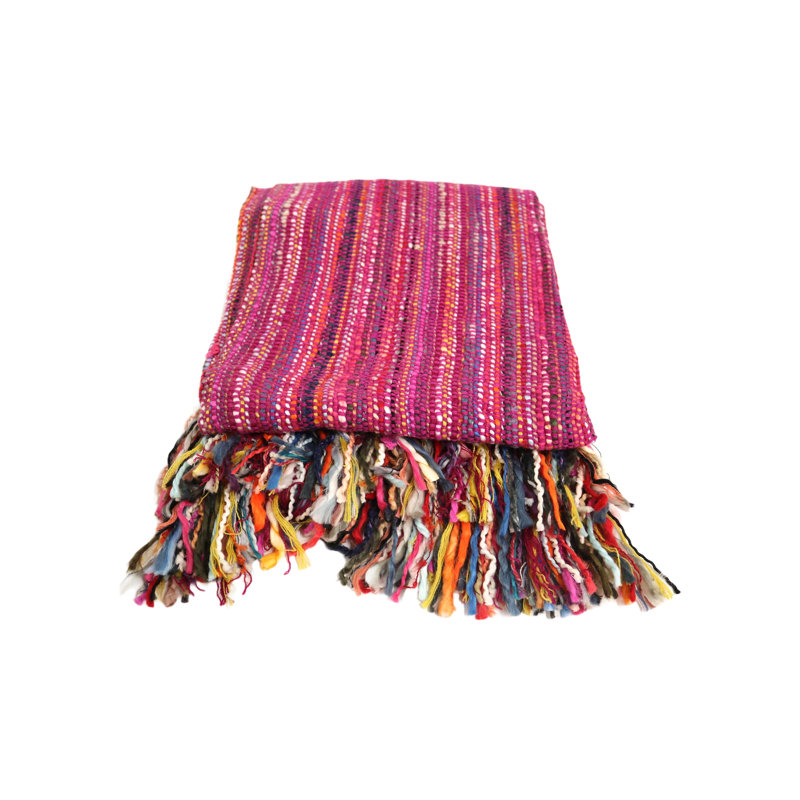 Hand Woven Throw Blanket, Pink